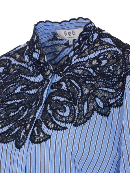 Koszula Sea w paski koronkowa niebieska