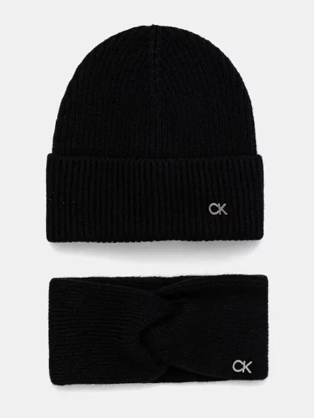 Sapka és fejkendő szett Calvin Klein fekete