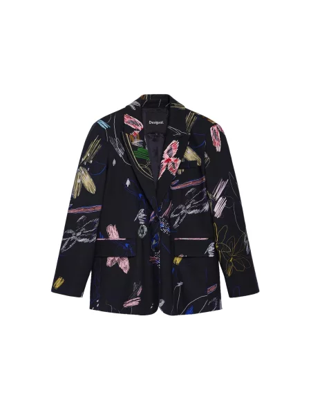 Desigual Sacou indigo / galben pastel / roz negru
