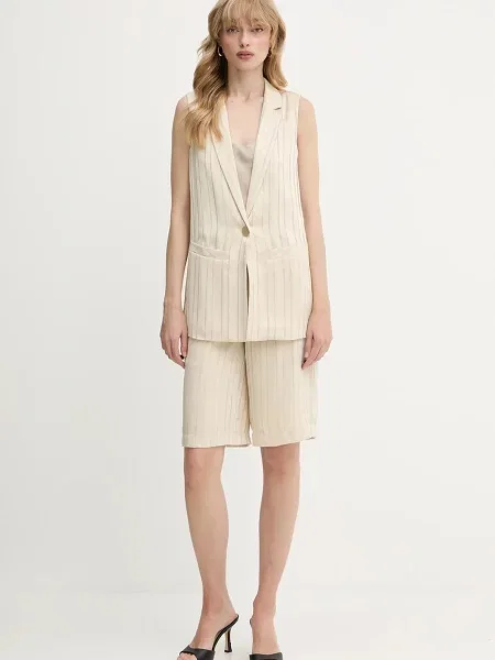 Armani Exchange szorty high waist beżowy