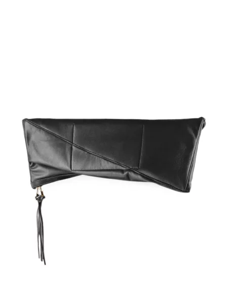 Δερμάτινος ασύμμετρος clutch Patrizia Pepe μαύρο