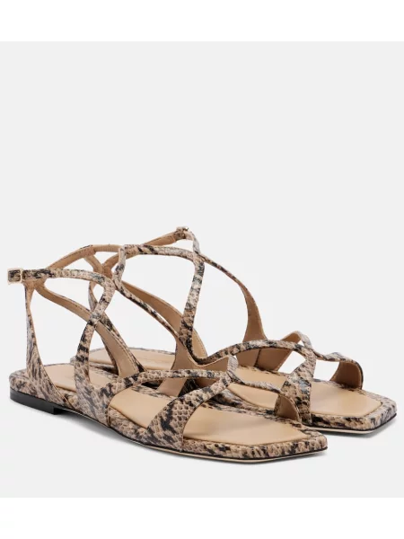 Sandale Jimmy Choo din piele cu model piele de șarpe bej
