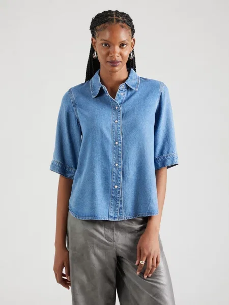 OBJECT Bluză OBJFRAME denim albastru