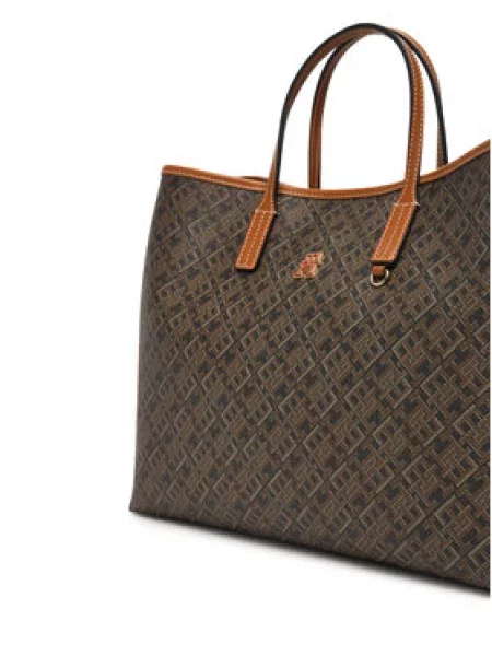 TOMMY HILFIGER Nakupovalna torba / črna / bela rjava