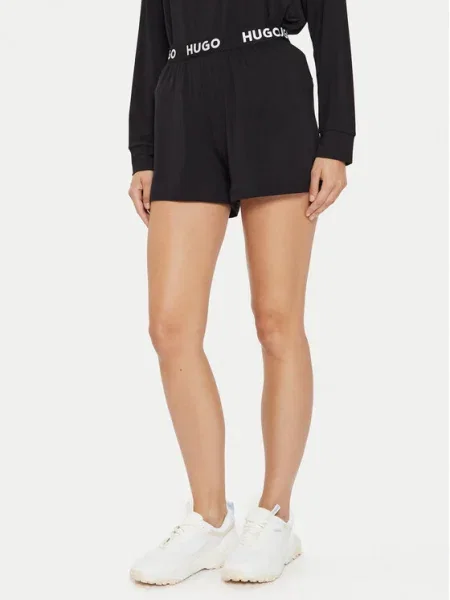 Късо долнище на пижама HUGO дамско черно
