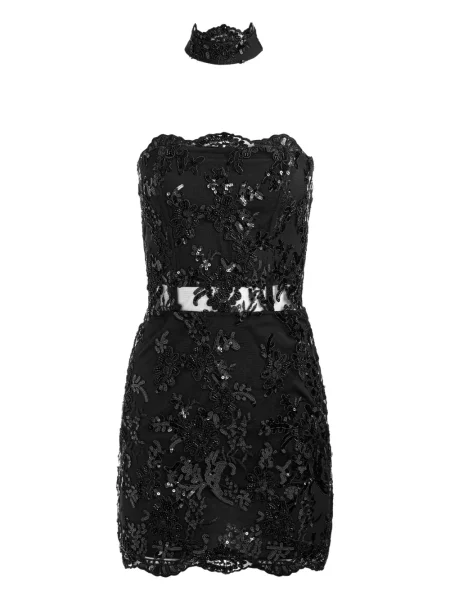 Sukienka mini Alice + Olivia koronkowa bez ramiączek garniturowa czarna