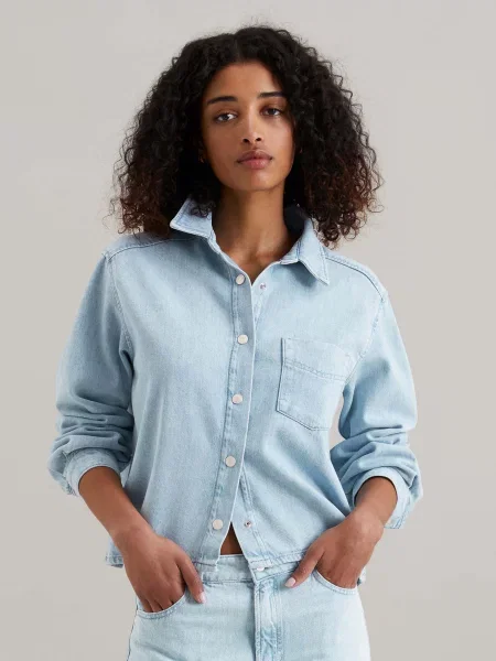 Рубашка Marc O'polo Denim из лиоцела синяя