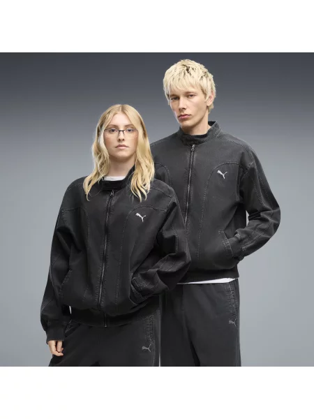 Kurtka dresowa unisex o luÅºnym kroju FUTURE.PUMA.ARCHIVE T7 Washed Twill OdzieÅ¼ S czarny
