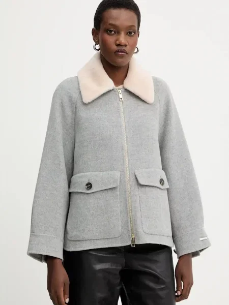 Marella jachetă de lână de tranzitie oversize gri