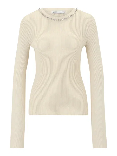 Only Tall Svetr ONLNATASCHA krémová / stříbrná