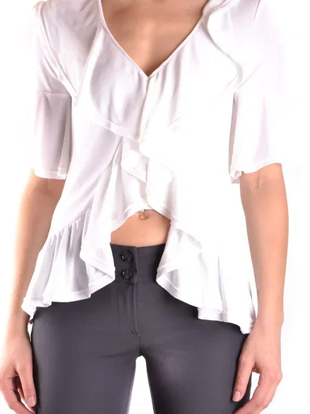 Bluză Dondup cu mâneci scurte scurtă alb