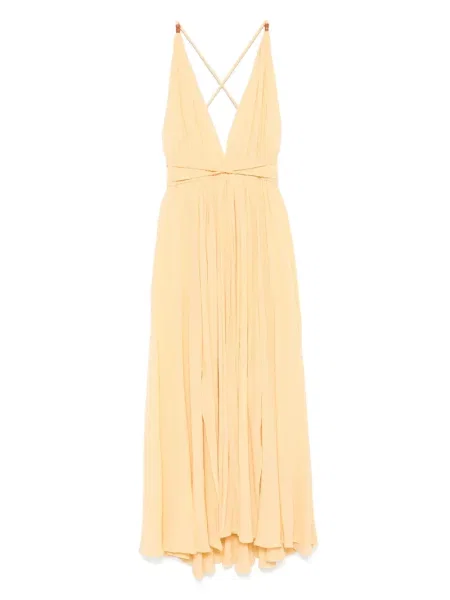 Sukienka midi Caravana do kolan dzwony garniturowa żółta