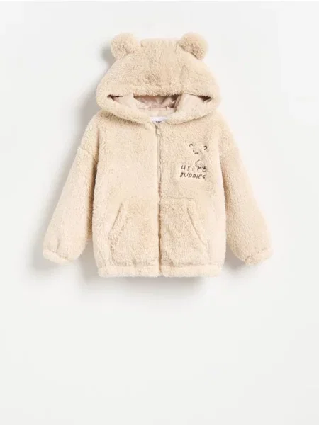 Reserved Teddy bunda s kapucňou béžová