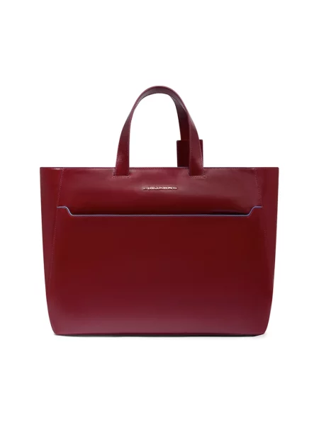 Torba na laptopa Piquadro skórzana czerwona