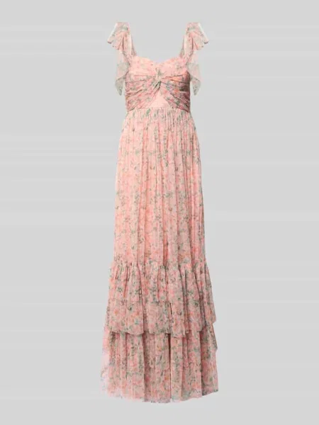 Sukienka koktajlowa z wiązanym detalem i wiązaniem Lace & Beads pomarańczowa