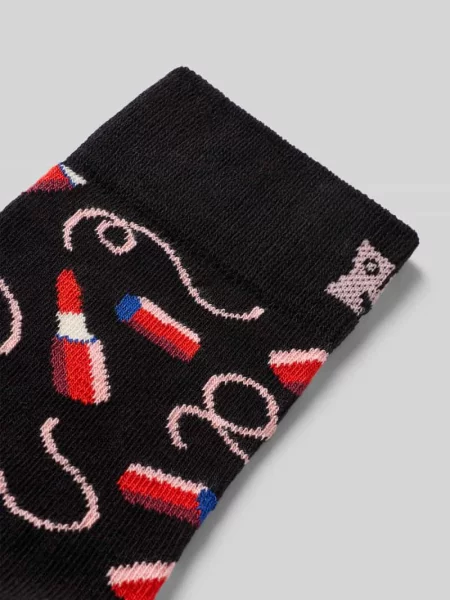 Skarpety z nadrukiem z motywem na całej powierzchni Happy Socks czarne