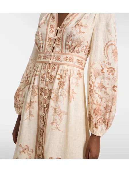 Rochie midi Zimmermann de in cu model floral alb
