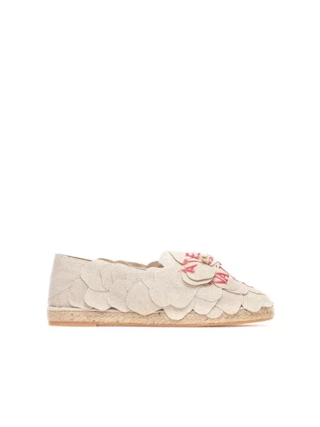 Lniane espadryle Valentino Garavani beżowe