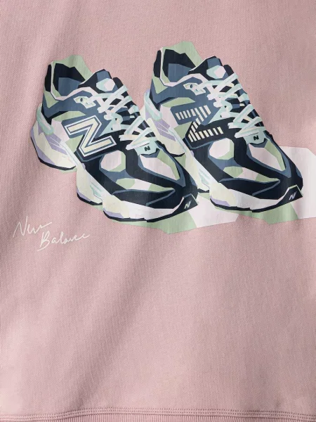 Суичър с качулка New Balance розово
