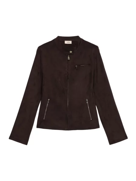 Krótka kurtka Oltre zamszowa brązowa