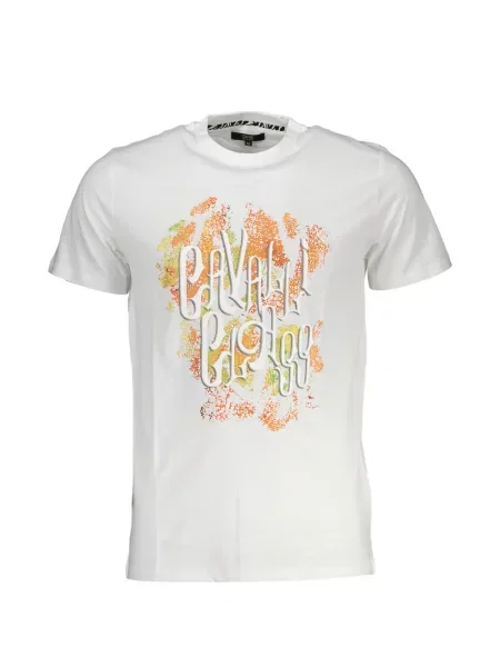 Tricou Cavalli Class cu model floral cu imagine alb