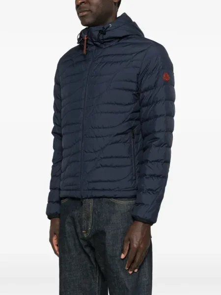 Geacă Moncler cu glugă albastru