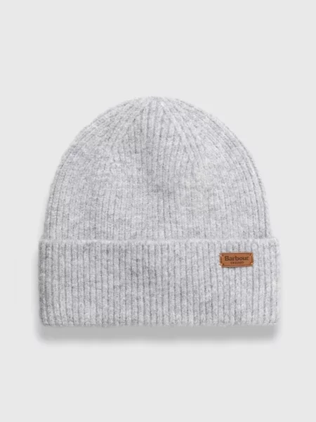 Шапка Barbour от плътен трикотаж сиво