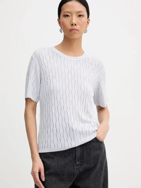 Patrizia Pepe pulover din amestec de lână albastru