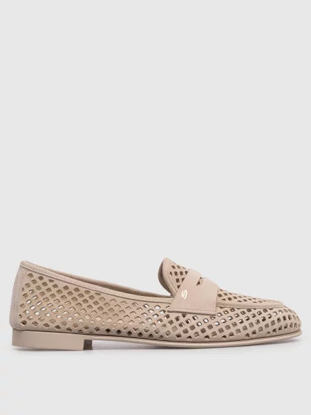 Замшевые лоферы Santoni бежевые