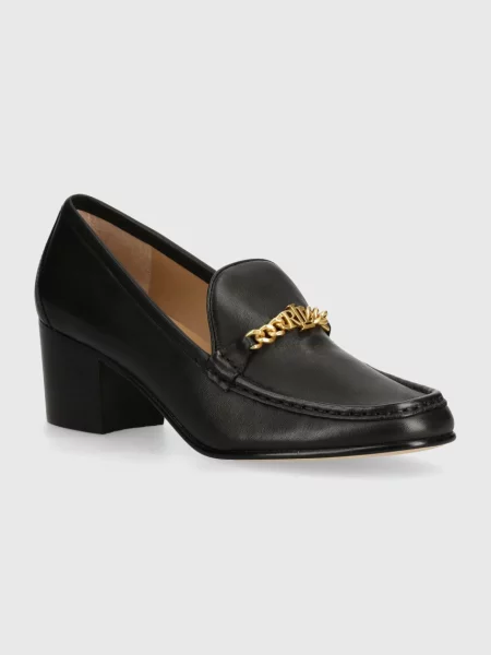 Кожени обувки с дебел Lauren Ralph Lauren Winslet черно