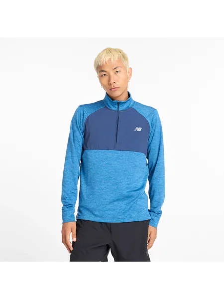 Běžecké tričko Longsleeve New Balance Athletics Heat Grid heron blue modré