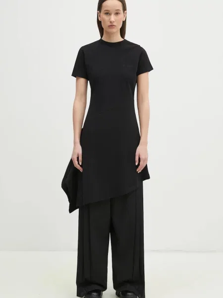 VETEMENTS rochie Embroidered Logo Twisted Mini mini evazati negru