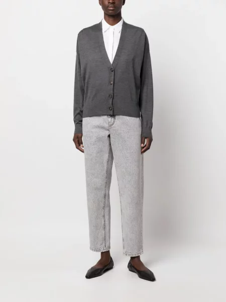 Cardigan Brunello Cucinelli cu decolteu în V gri