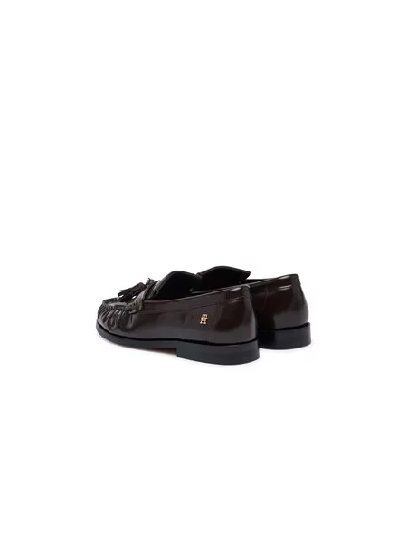 Tommy Hilfiger mokasinke za žene od kože TH LOAFER TASSEL ABRASIVATO smeđa