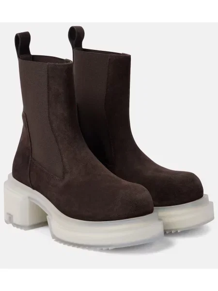 Cizme scurte Rick Owens din piele de căprioară maro