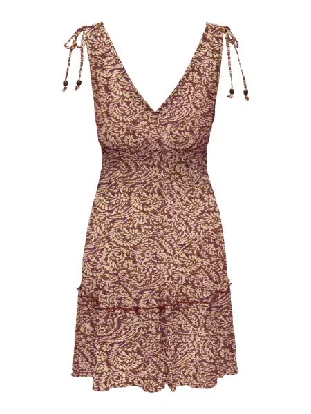 ONLY Rochie de vară ONLFernanda crem / coniac / rubiniu maro