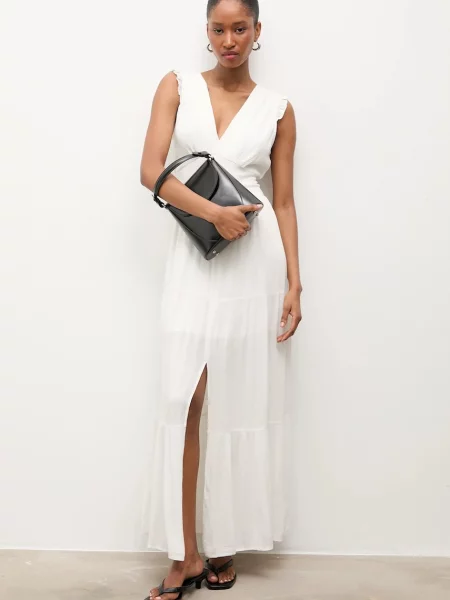 Answear.LAB sukienka rozkloszowana z biała