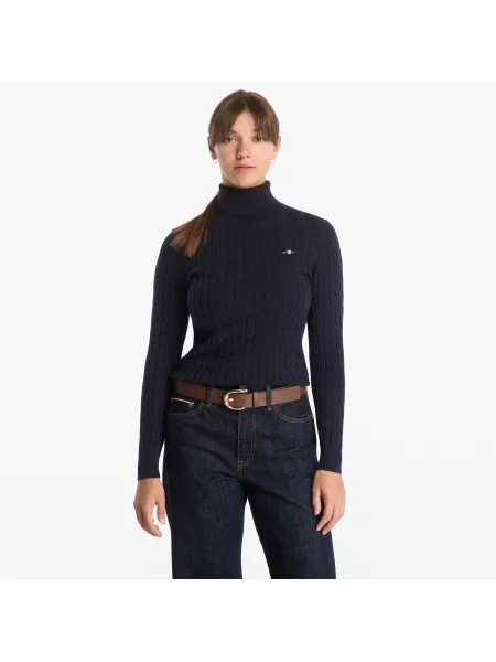 Svetr Gant Stretch Cotton Cable Turtleneck Evening Blue L modrý