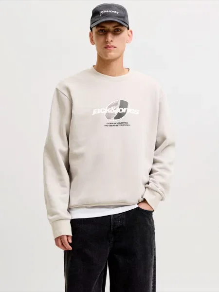 JACK & JONES Športová mikina JCOCLUB sivá / antracitová biela