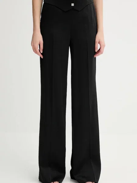 Morgan Панталони тип палацо Wide Leg черен