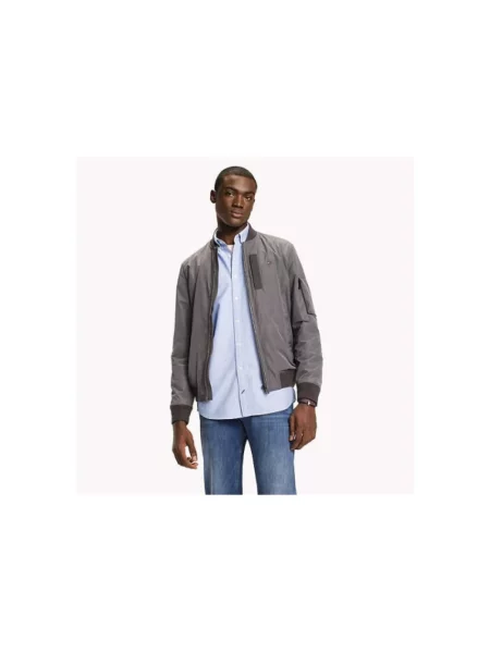 Kurtka bomber Tommy Hilfiger w paski z paskiem szary