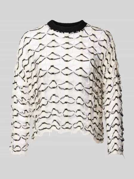 Sweter z dzianiny z prążkowanym okrągłym dekoltem The Ragged Priest czarny