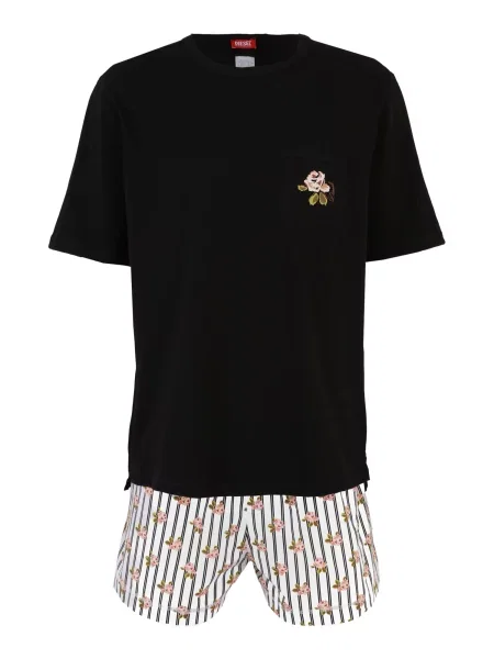 DIESEL Pijama scurtă verde / roz / negru alb
