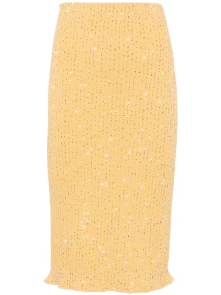 Fustă Fabiana Filippi cu paiete tricotate portocaliu