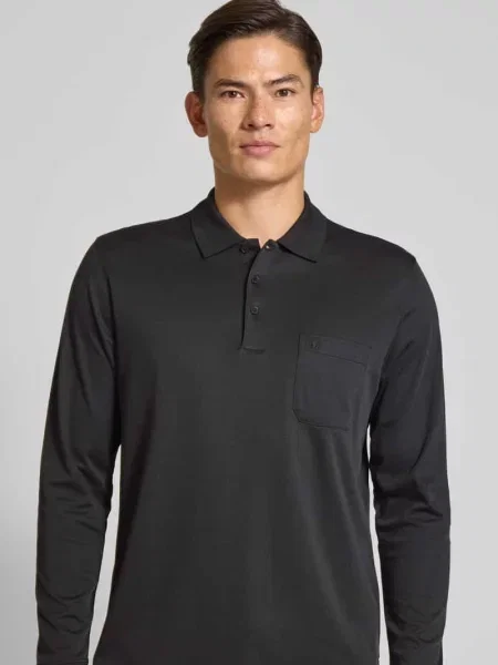 Koszulka polo o kroju regular fit z kieszenią na piersi Ragman czarne