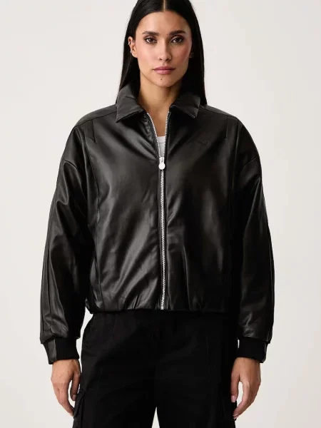 Puma jachetă pentru femei din imitație de piele FUTURE ARCHIVE negru