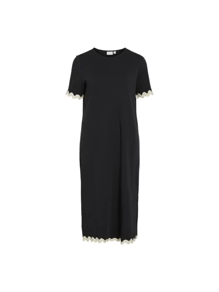 Sukienka midi Vila z krótkim rękawem czarna