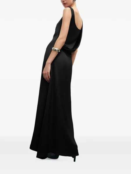 Rochie maxi Marcella asimetrică negru