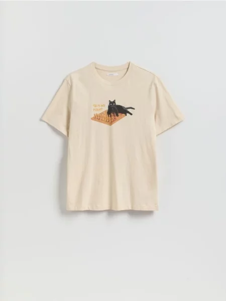 Reserved Tricou regular cu imprimeu bej