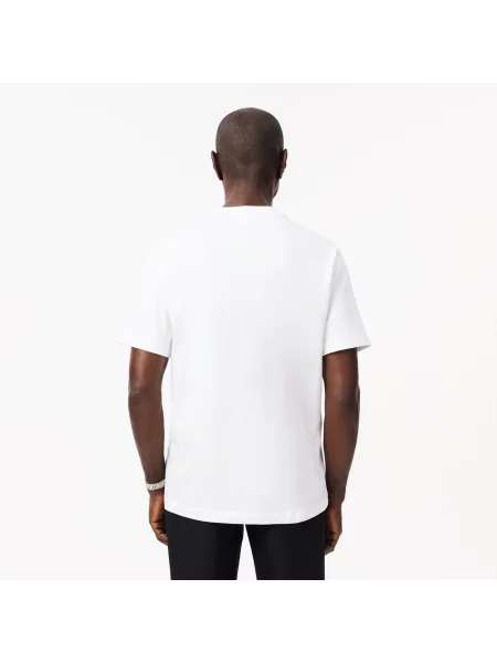 Lacoste Klasyczny Krój Gruba Koszulka Z Logo biała